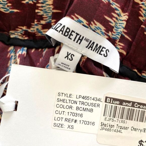 ELIZABETH AND JAMES‎ Silk Shelton Trouser NWT - Picture 6 of 6